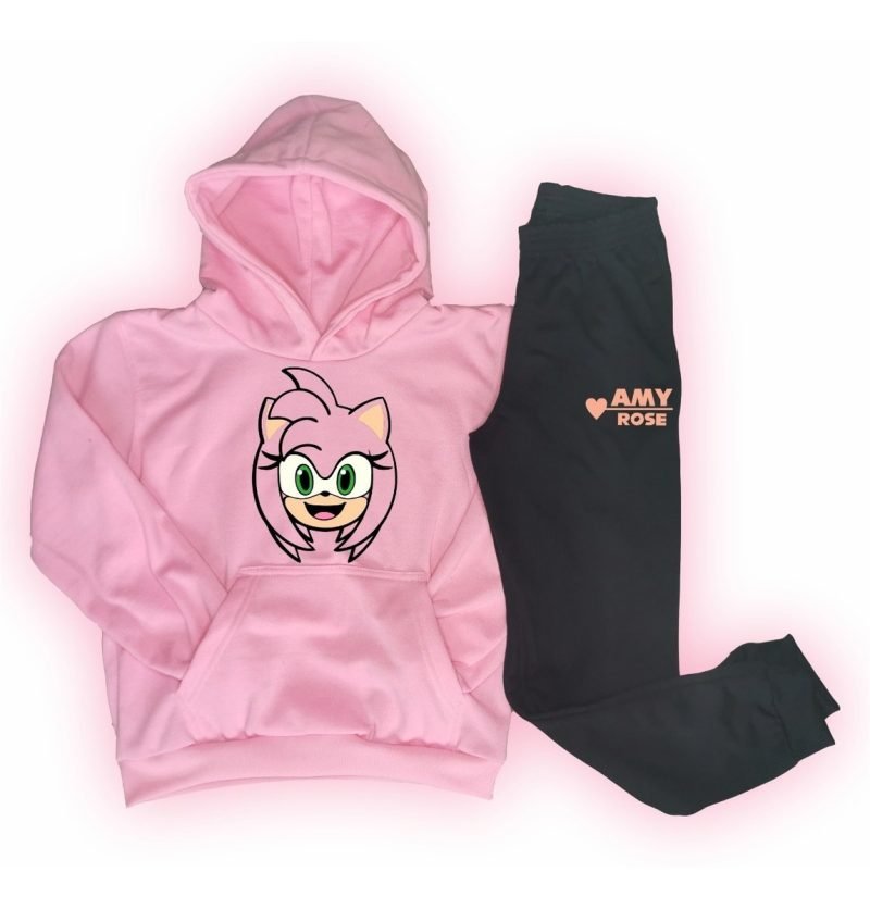 Conjunto Deportivo Niñas Sonic Amy Rose En Felpa Con Capucha