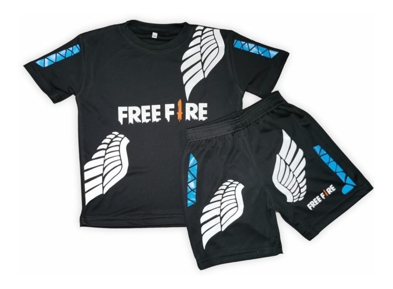 Conjunto en tela deportiva Remera y Short  Free Fire Angelical