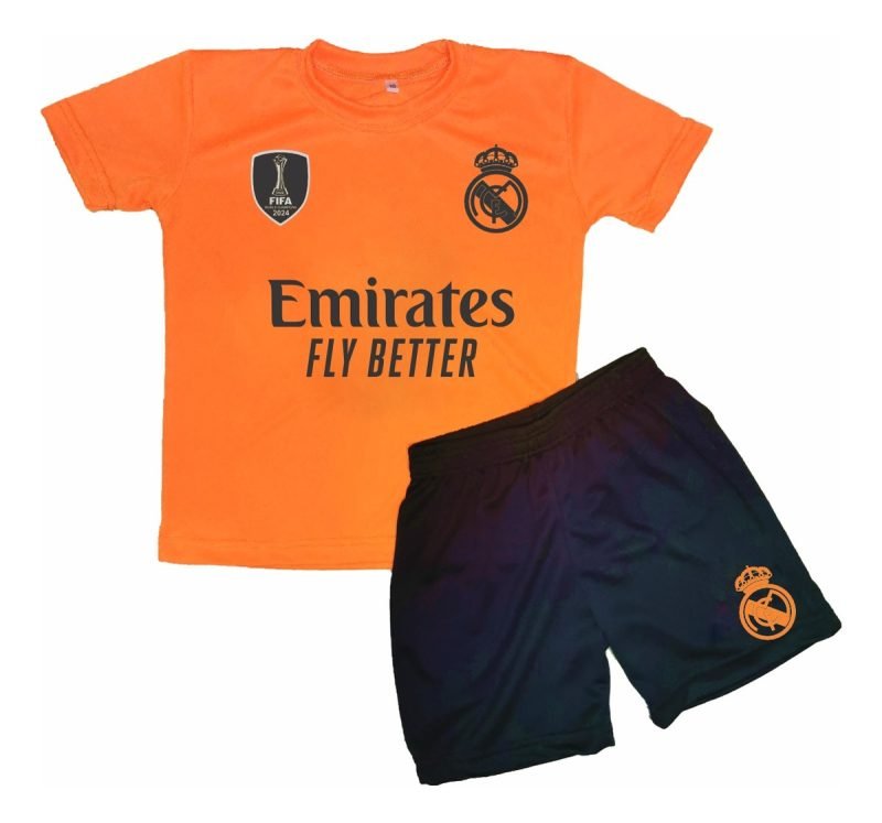 Conjunto en tela deportiva Remera y Short  Real Madrid Naranja